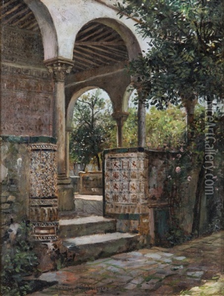 Rincon De Los Reales Alcaceres De Sevilla Oil Painting - Manuel Garcia y Rodriguez