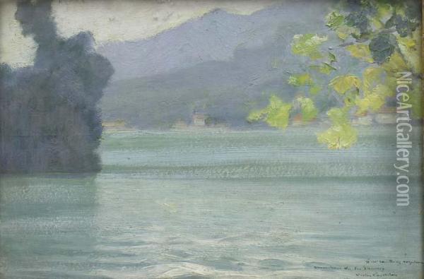 Reflets Sur Le Lac D'annecy Oil Painting - Victor Charreton