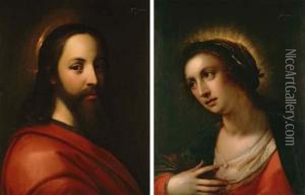 Christ; And The Virgin Mary Oil Painting - Gortzius Geldorp