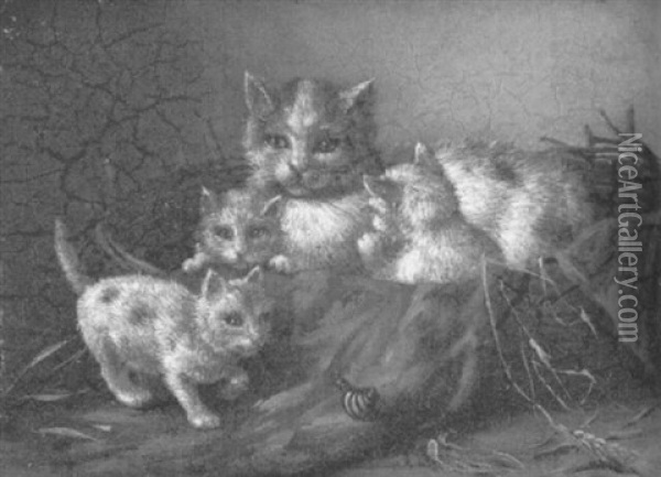 Katzenfamilie Oil Painting - Minna Stocks