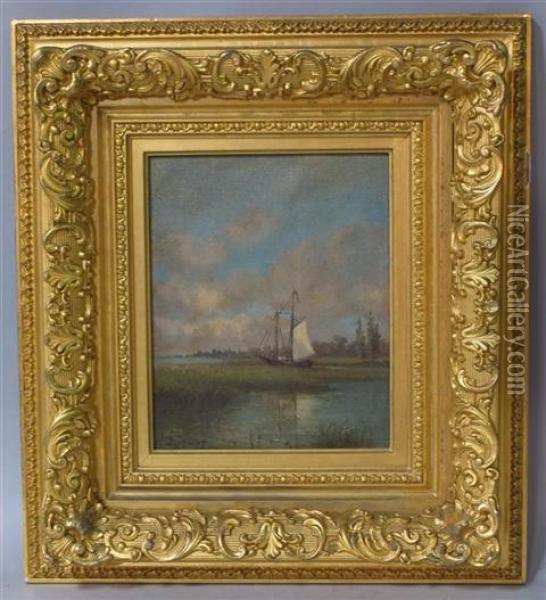 Sailboat Oil Painting - Charles Day Hunt
