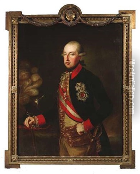 Kaiser Franz Joseph Ii In Dragoneruniform Oil Painting - Joseph Hickel