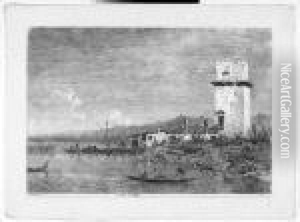 La Torre Di Malghera Oil Painting - (Giovanni Antonio Canal) Canaletto