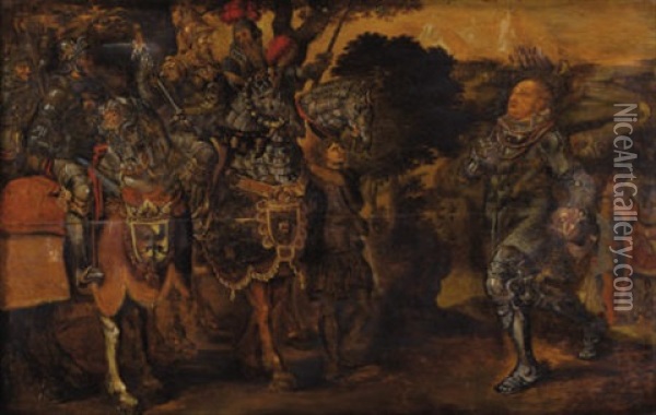 Meeting Of Two Military Companies Oil Painting - Arnold Frans (Francesco) Rubens