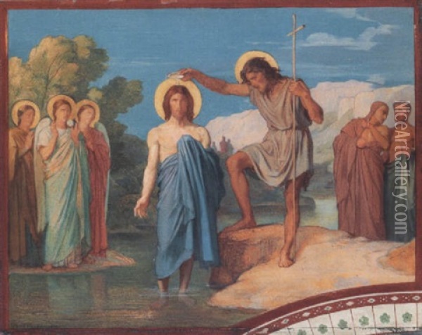 Le Bapteme Du Christ Oil Painting - Hippolyte Jean Flandrin
