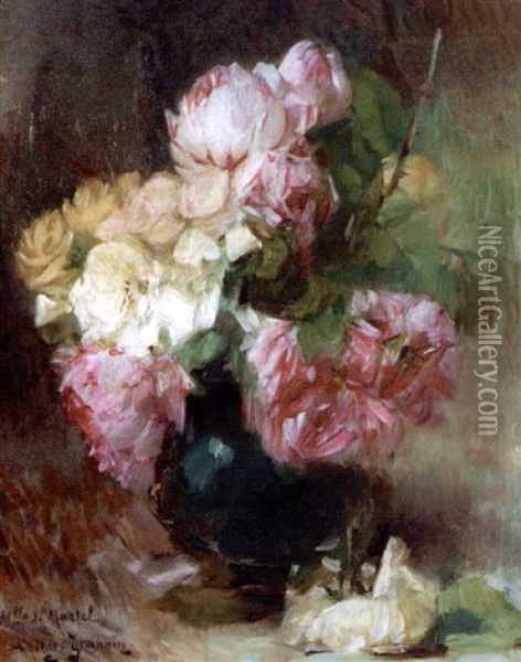 Vase De Fleurs Oil Painting - Georges Jeannin