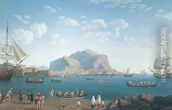 The Port of Palermo Oil Painting - Jakob Philippe Hackert