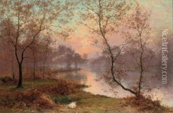 Sunset Over The Water Oil Painting - Albert Gabriel Rigolot