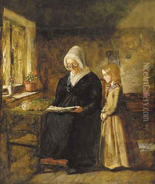 The reading lesson Oil Painting - Sir John Everett Millais