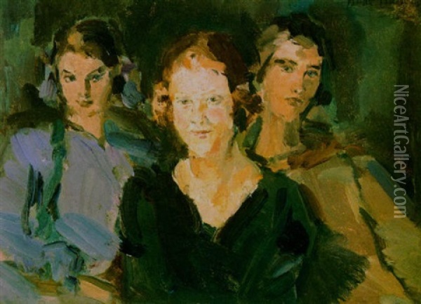 The Three Girls Schepers Oil Painting - Isaac Israels