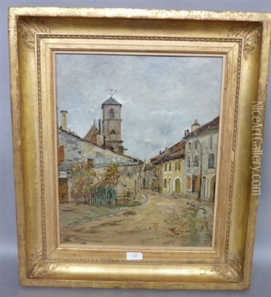 La Rue Au Coeur Du Village Oil Painting - Edmond Marie Petitjean