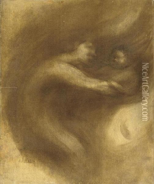 Maternite: Motherhood Oil Painting - Eugene Carriere