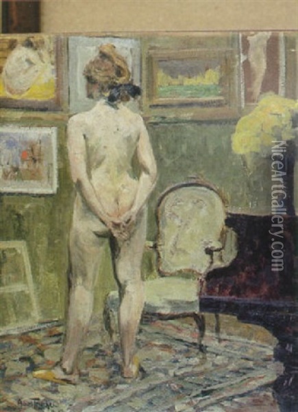 Modele A L'atelier Oil Painting - Louis Abel-Truchet