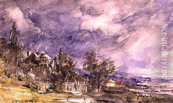 Hampstead Heath from near Well Walk, 1834 Oil Painting - John Constable