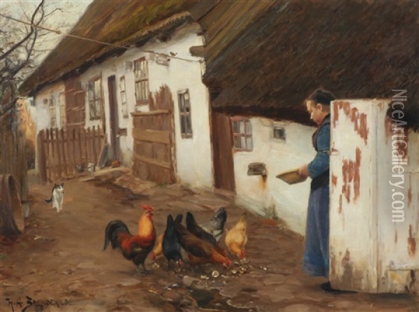 Fattiggaarden I Lille Naestved Oil Painting - Hans Andersen Brendekilde