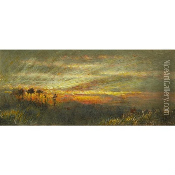 Sunset In Jamaica Oil Painting - Albert Goodwin