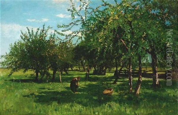 Sommerliche Streuobstwiese Zur Erntezeit Oil Painting - Richard Von Poschinger