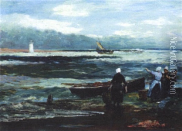 The Fishermen's Return Oil Painting - John Robertson Reid
