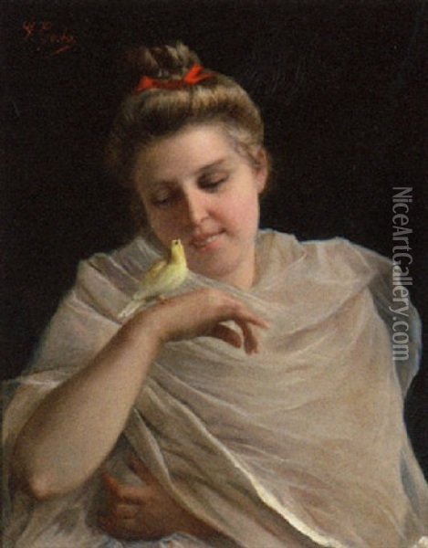 The Canary Girl Oil Painting - Giovanni Costa