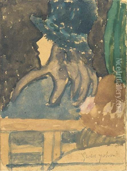 Girl In A Blue Hat Oil Painting - Gwendolen John