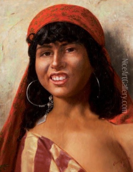Portrait D'orientale Oil Painting - Luis Anglada Pinto