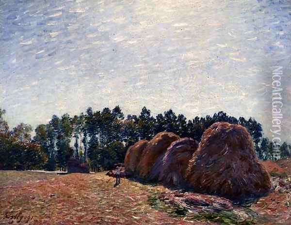 Haystacks at Moret, Morning Light, 1891 Oil Painting - Alfred Sisley