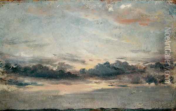 A Cloud Study, Sunset, c.1821 Oil Painting - John Constable