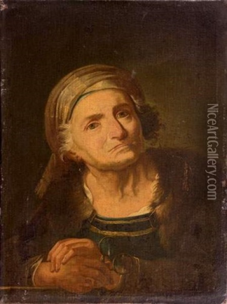Portrait De Femme Agee Oil Painting - Giuseppe Nogari