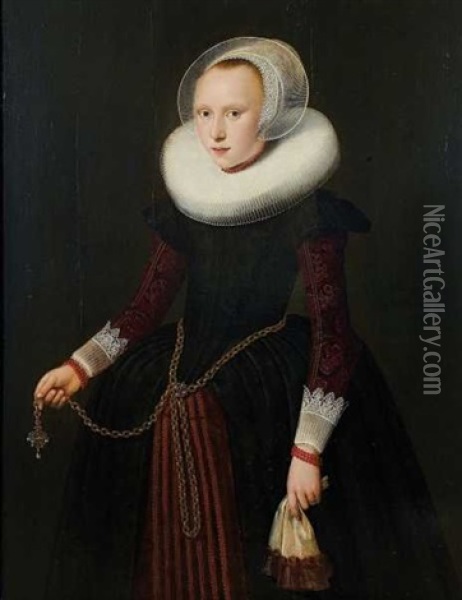 Portrait D'une Jeune Fille Oil Painting - Michiel Janszoon van Mierevelt