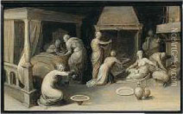 The Birth Of The Virgin Oil Painting - Otto van Veen