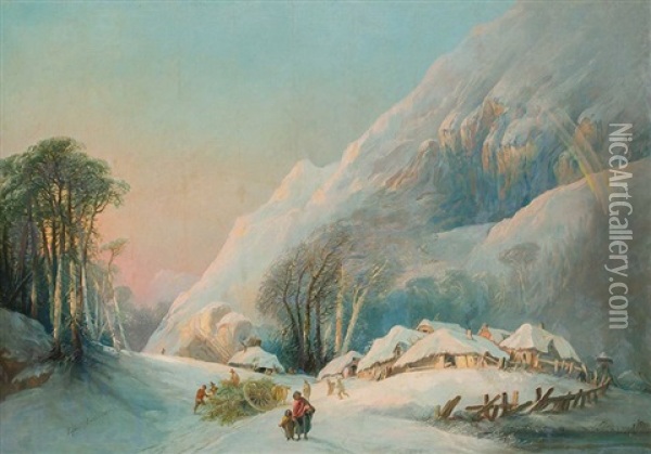 El Invierno (paisaje Nevado) Oil Painting - Eugenio Lucas Velazquez