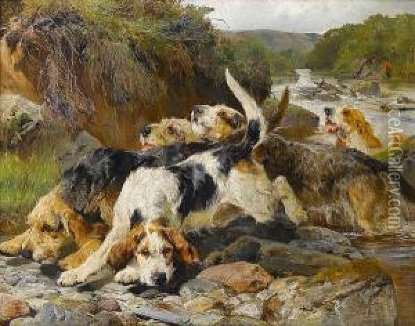 Otterhounds Oil Painting - John Sargent Noble