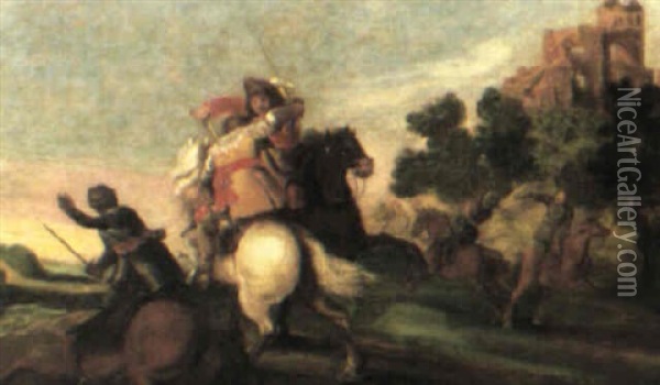 Cavalry Engagement Oil Painting - Jan Asselijn