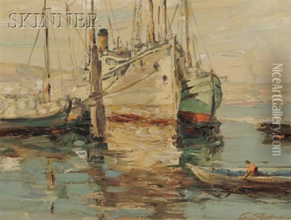 Dockside, Seattle Oil Painting - J. Edgar Forkner