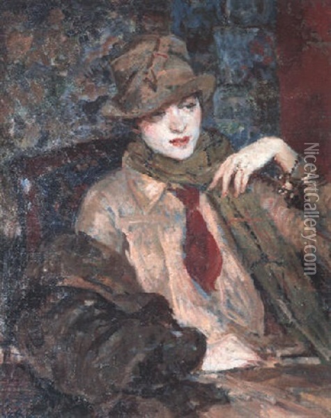 A Portrait Of An Elegant Lady Oil Painting - Jacques-Emile Blanche