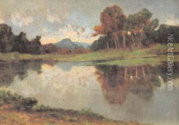 Paesaggio Con Lago Oil Painting - Adolfo Tommasi