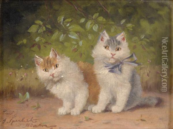 Zwei Katzchen. Oil Painting - Sophie Sperlich