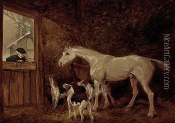 Horse In A Stable Oil Painting - John E. Ferneley