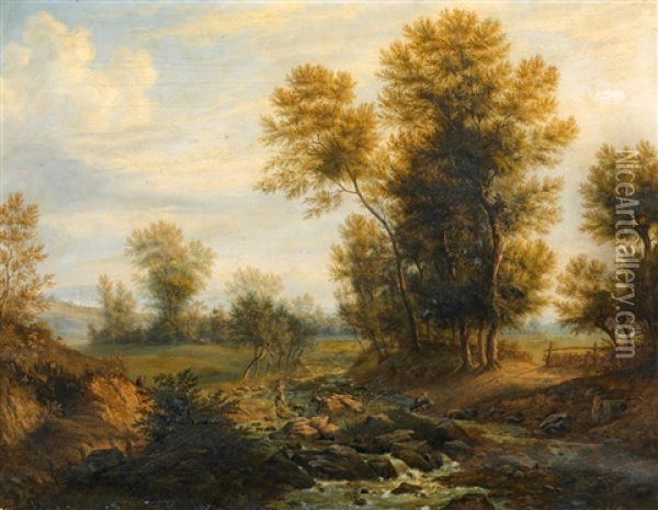 Pastorale Landschaft Oil Painting - Heinrich Dallwig