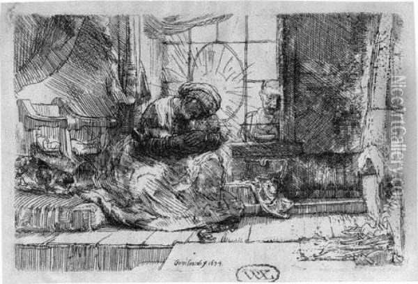 Die Heilige Familie Mit Der Katze Oil Painting - Rembrandt Van Rijn