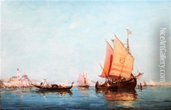 Shipping Off Venice Oil Painting - Giovanni Battista Della Libera