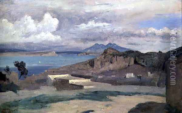 Ischia, View from the Slopes of Mount Epomeo, 1828 Oil Painting - Jean-Baptiste-Camille Corot