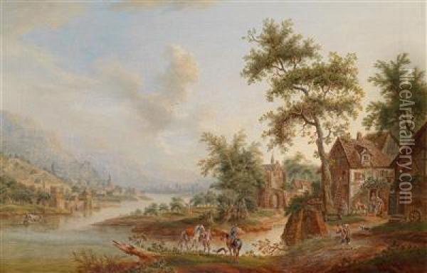 Flusslandschaft Oil Painting - Franz Hochecker