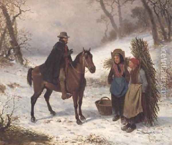 Snow Scene Oil Painting - Louis Simon Lassalle