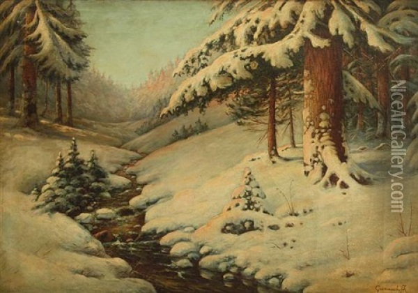 Winterlandschaft Oil Painting - Michail Michailovic Germatscheff