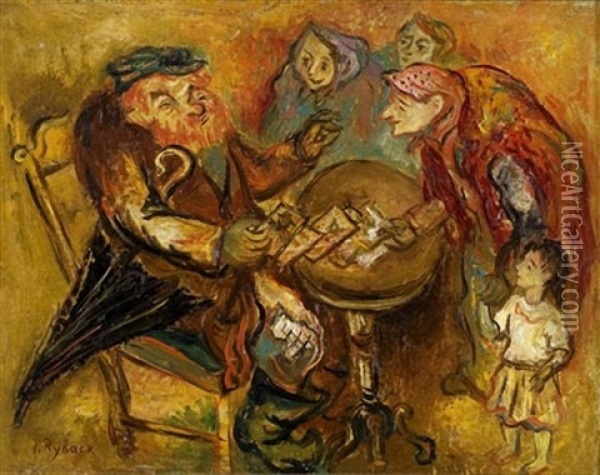 Card Players Oil Painting - Issachar ber Ryback