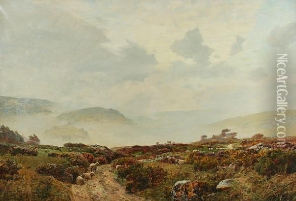A Moorland Farm In The Lake District Oil Painting - Thomas Huson