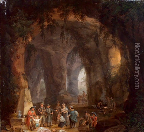 Figuren In Einer Grotte Oil Painting - Georg Heinrick Hergenroder