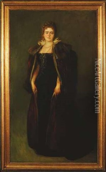 Portrait Der Gabriele Von Lang-buchhof In Festlicher Garderobe Oil Painting - Franz Seraph von Lenbach