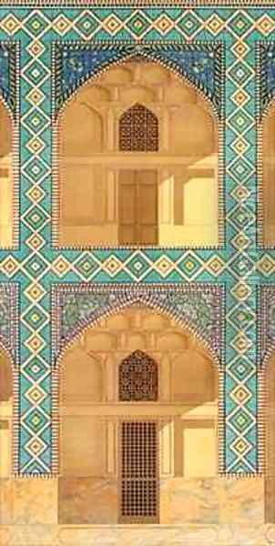 Detail of the Courtyard Arcades in the Medrese i Shah Hussein Isfahan Oil Painting - Pascal Xavier Coste
